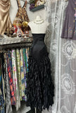 Black vintage fashion elegant long mermaid ruffle floor length evening gown prom dress party dress HZ1023