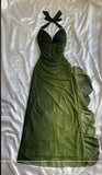 Green shiny elegant strap gradient long chiffon ball gown prom dress evening dress party dress HZ1023