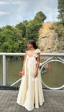 White V Neck Fashion One Shoulder Long Satin Formal Prom Dress Evening Gown Wedding Guest Dress Party Dress HZ1023