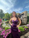 Purple/Blue Fashion Elegant Sweetheart Neck Strap Long Slim Satin Formal Prom Dress Evening Dress Party Dress Graduation Dress HZ1023