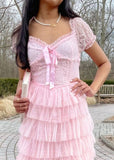 Pink/Green/Blue Delicate Lace Sweet Elegant Cute Long Layered Tulle Chiffon Ball Gown Evening Dress Garden Party Dress Prom Dress HZ1023