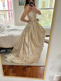Off-white stylish elegant long satin ball gown evening dress reception wedding dress HZ1023