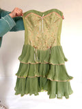 Green pink sweet spaghetti strap layered short lace tulle homecoming dress prom dress evening dress birthday party dress HZ1023