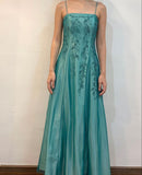 Green Charming Fashion Exquisite Beading Long Elegant Tulle Satin Ball Gown Evening Gown Party Dress HZ1023