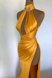 Burgundy Elegant Off-the-shoulder High Neck Exquisite Beading Long Sexy Slit Ball Gown Evening Gown Party Dress HZ1023