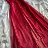 Red shiny exquisite elegant beaded fashion strap long chiffon ball gown, evening dress, party dress HZ1023