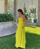 Yellow fashion elegant long chiffon ball gown evening dress wedding guest party dress HZ1023