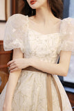 Sweet A line sequins short prom dress HZ1023