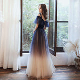 Stylish velvet tulle long prom dress evening dress HZ1023