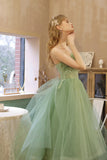 Green tulle short prom dress green evening dress HZ1023