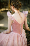 Pink/Red Cute A-line Long Prom Dress Evening Dress Graduation Party Dress HZ1023
