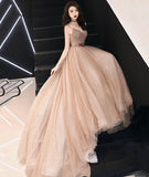 Simple v neck tulle long ball gown dress formal dress HZ1023