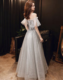 Gray sequins short prom dress evening dress HZ1023