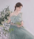 Cute tulle short prom dress green evening dress HZ1023