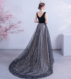 Black velvet sequins long prom dress formal dress HZ1023