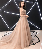 Simple v neck tulle long ball gown dress formal dress HZ1023