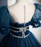 Shiny tulle sequins long prom dress A line evening gown HZ1023