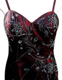 Burgundy Gorgeous Vintage Fashion Elegant Exquisite Beaded Long Satin Ball Gown Evening Dress Party Dress Matching Shawl HZ1023