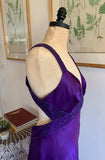 Purple Retro Fashion V-neck Elegant Exquisite Sequined Long Floor Length Satin Ball Gown Evening Dress Party; Dress HZ1023