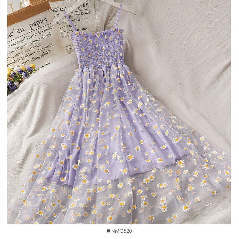 Super fairy Daisy mesh suspender dress HZ1023