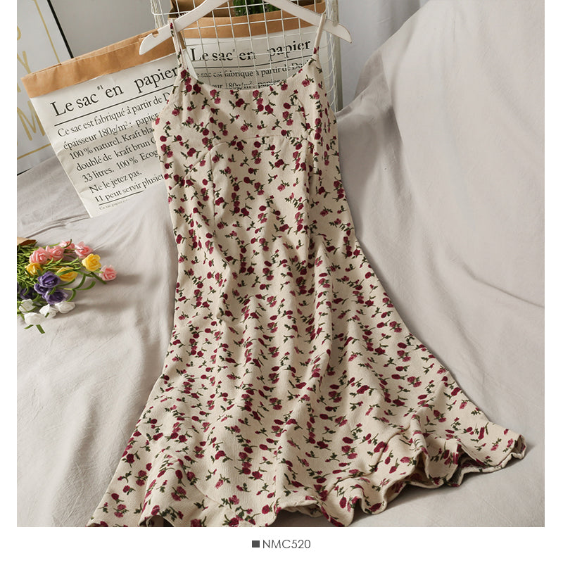 Sweet printed corduroy high waist medium length beautiful back dress for women HZ1023