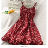 Hong Kong style retro floral high waist suspender skirt HZ1023