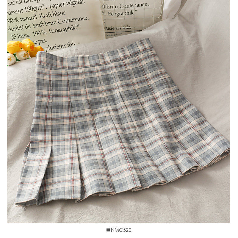 Small fresh Plaid pleated skirt women's sweet college style HZ1023