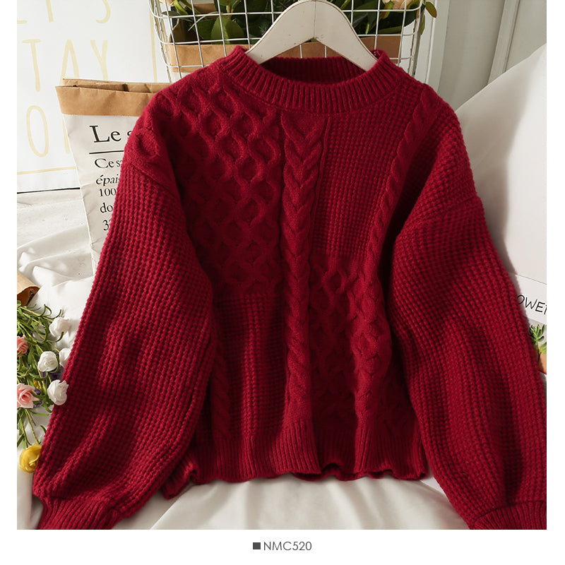 Sweater women's Plaid loose thin Pullover Sweater HZ1023
