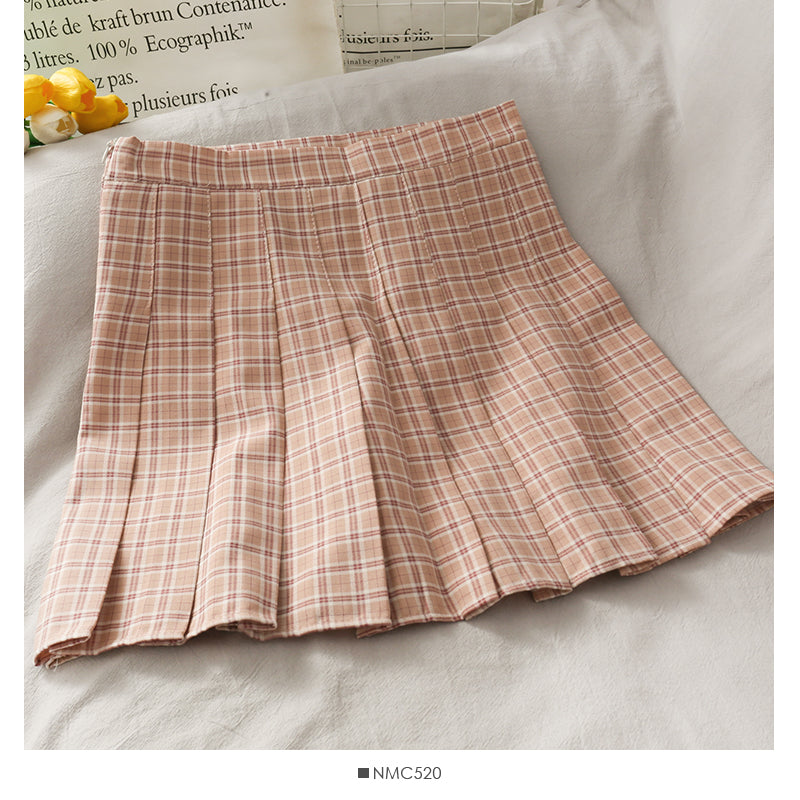 Small fresh Plaid pleated skirt women's sweet college style HZ1023