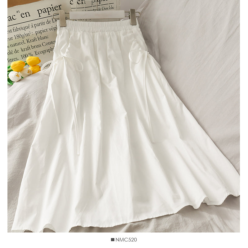 Elastic waist shows thin, medium and long solid color skirt for women HZ1023