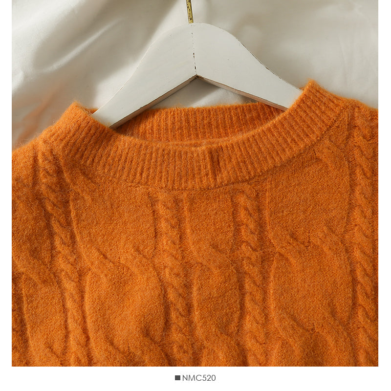 Sweater women's Hemp pattern loose and thin long sleeve Pullover Top HZ1023