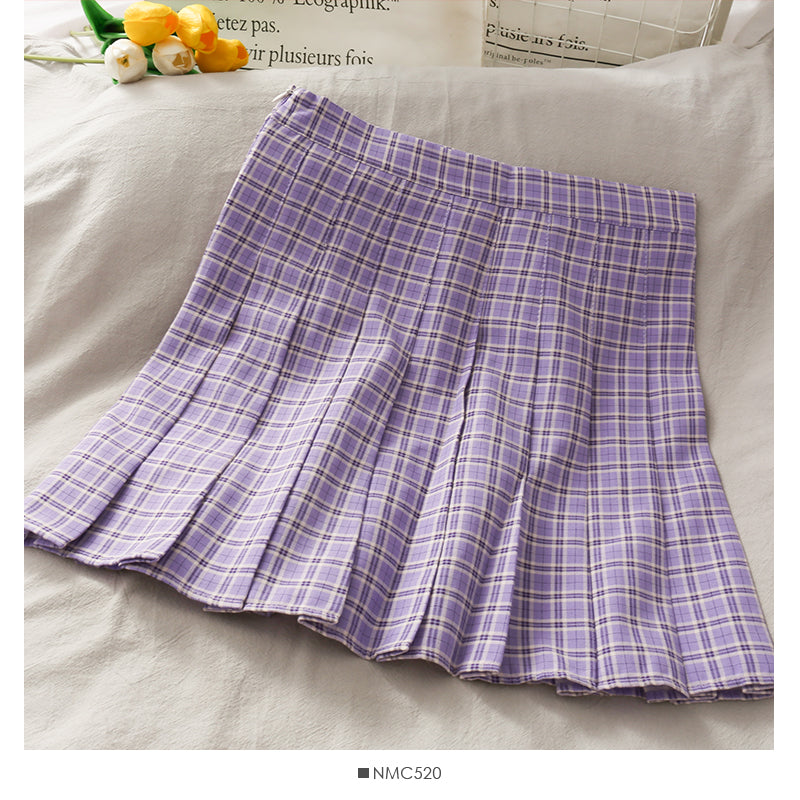 Small fresh Plaid pleated skirt women's sweet college style HZ1023