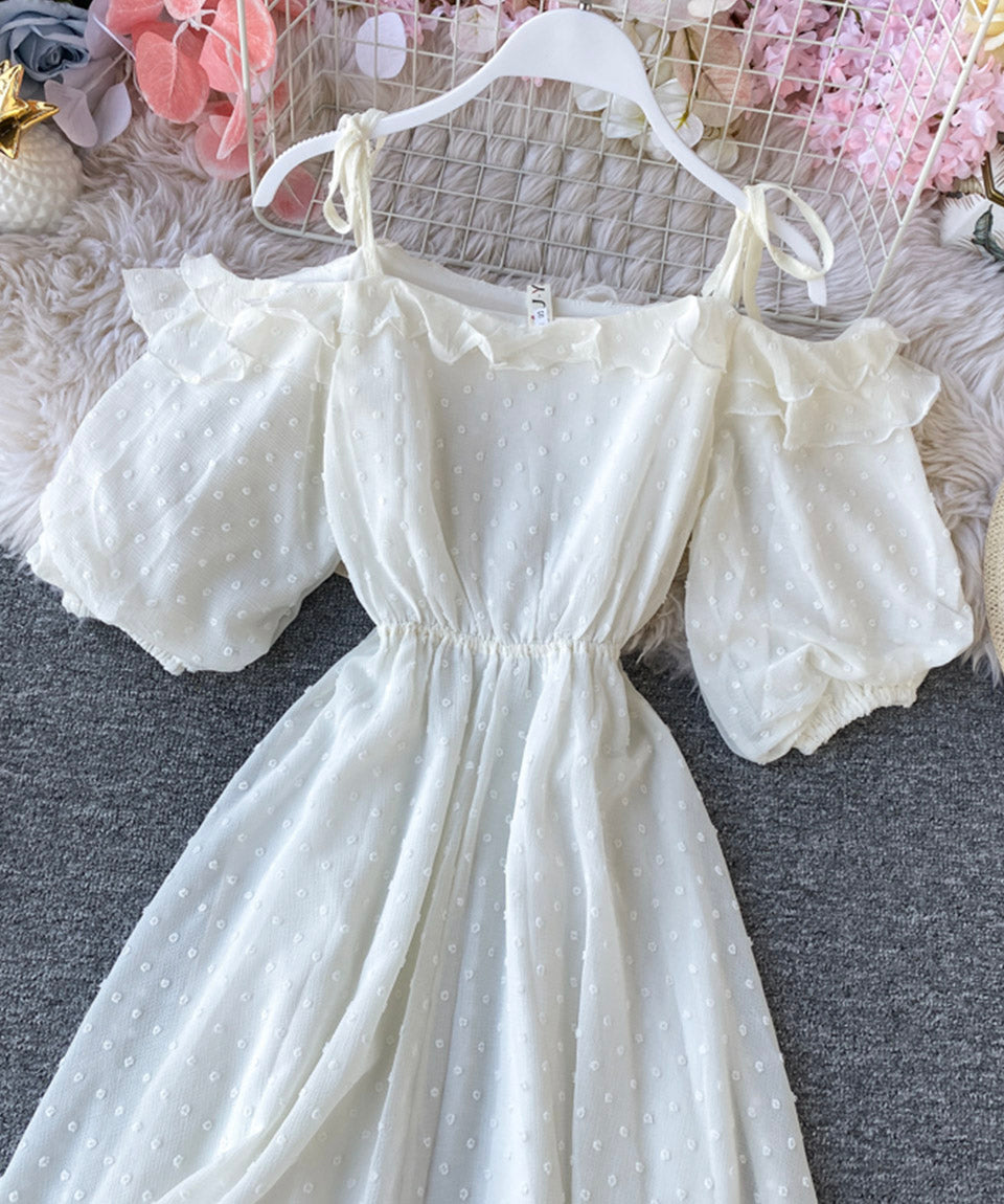Simple white A line dress fashion girl dress HZ1023