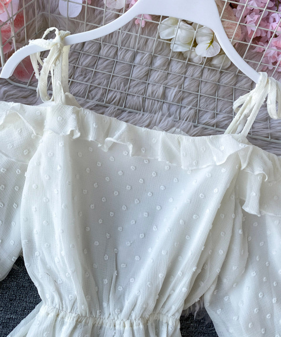 Simple white A line dress fashion girl dress HZ1023