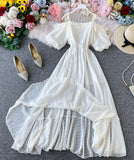 Simple white A line dress fashion girl dress HZ1023