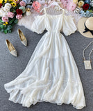 Simple white A line dress fashion girl dress HZ1023