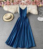 Simple A line v neck dress fashion dress HZ1023