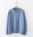 Simple round neck sweater long sleeve sweater HZ1023