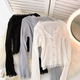 Simple Cardigan Lace Long Sleeve Sweater HZ1023