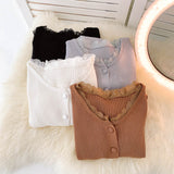 Simple Cardigan Lace Long Sleeve Sweater HZ1023