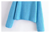 Lazy wind high neck spike knit sweater short sweater HZ1023