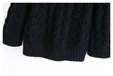 Lazy wind ball decoration eight strand hollow knit sweater HZ1023
