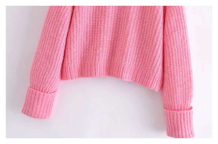 Versatile loose spike stitch short sweater HZ1023