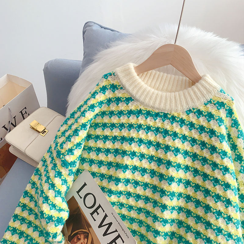 Lazy wind coarse wool sweater outer coat HZ1023