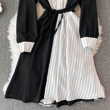 Simple A Line Striped Shirt Dress HZ1023
