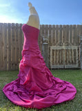 Pink Retro Elegant Tube Top Exquisite Rhinestone Long Ball Gown Evening Dress HZ1023