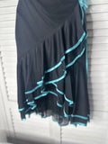 Black fashion blue floral tube top short ruffle homecoming dress prom dress evening dress birthday party dress HZ1023