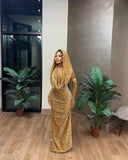 Red Shiny Pretty V Neck Long Bodycon Sexy Sequined Prom Dress Formal Evening Gown Party Dress HZ1023