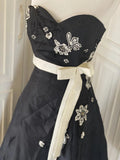 Black and White Elegant Stylish Exquisite Beaded Midi/Short Satin Homecoming Dresses Prom Dresses Evening Dresses Party Dresses Prom Dresses HZ1023